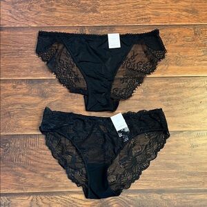 NWT Auden Elegant Black Lace Women's Panties Large Bikini & Cheeky